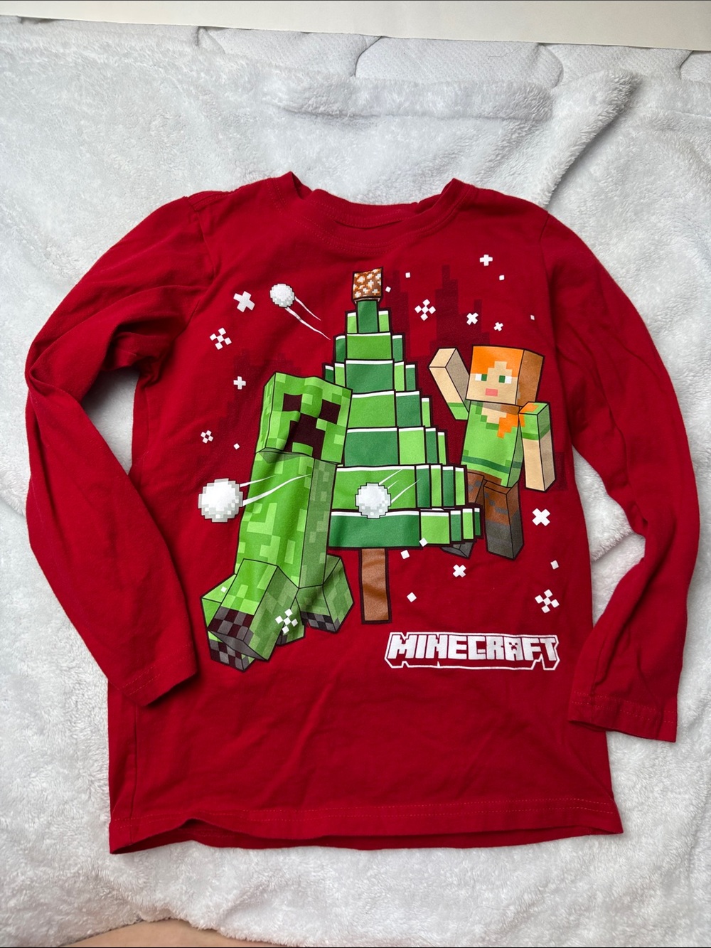 Minecraft Kids' Red Long Sleeve Graphic Tee